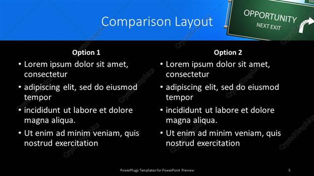 Comparison presentation slide layout