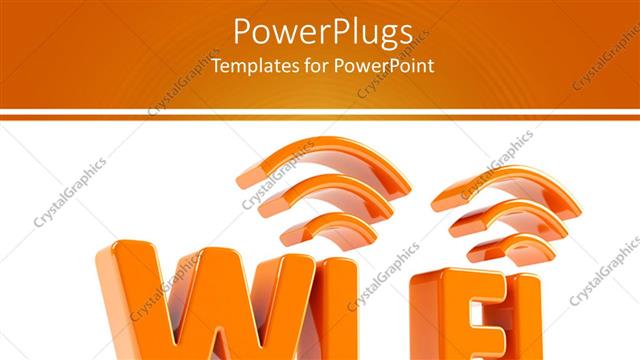  Presentation with clear - Orange 3D WI-FI icon in clear white background