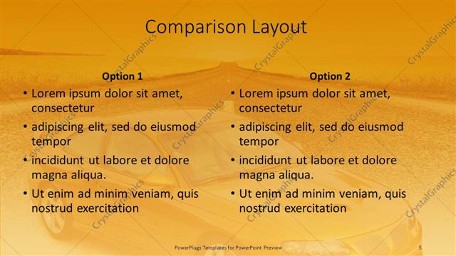 Comparison presentation slide layout
