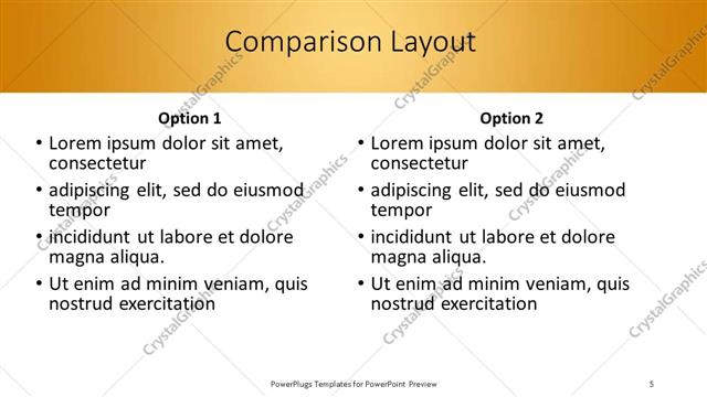 Comparison presentation slide layout
