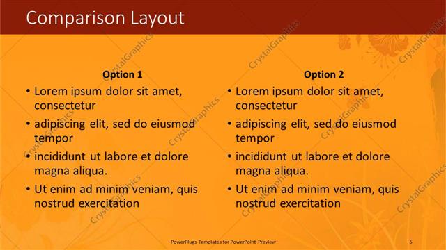 Comparison presentation slide layout