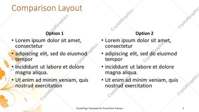 Comparison presentation slide layout