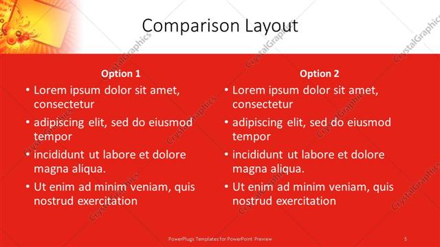 Comparison presentation slide layout
