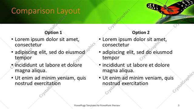 Comparison presentation slide layout