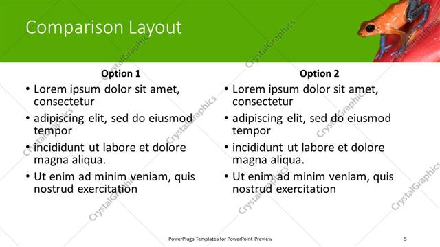 Comparison presentation slide layout