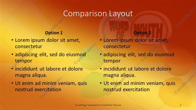Comparison presentation slide layout