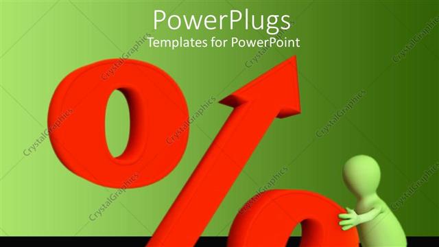  Presentation with percentage - Orange colored 3D percentage symbol with man holding on to it