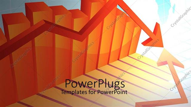 Presentation with orange arrows - Orange colored bars and arrows with a blue world map