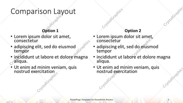 Comparison presentation slide layout