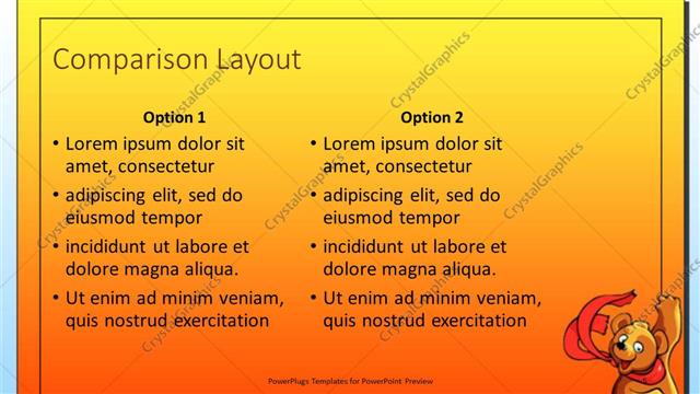 Comparison presentation slide layout