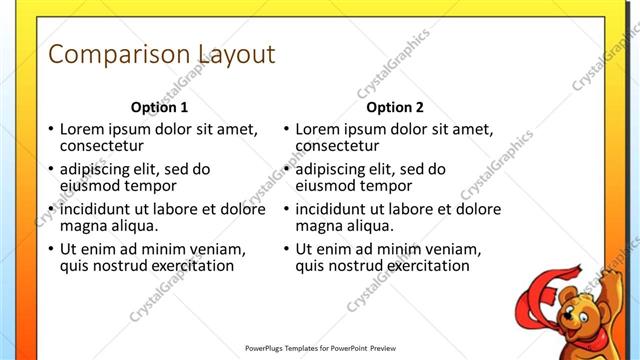 Comparison presentation slide layout