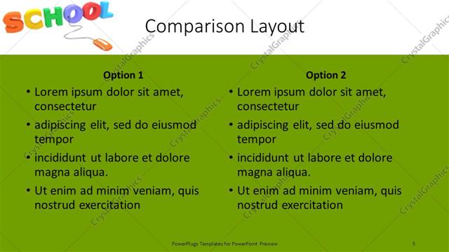 Comparison presentation slide layout