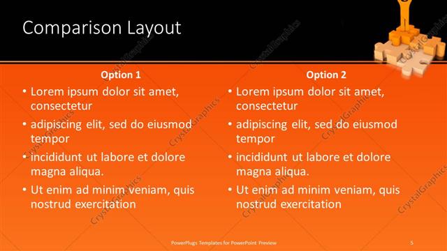 Comparison presentation slide layout