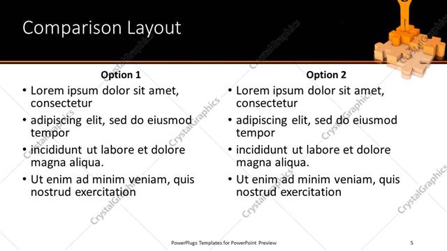 Comparison presentation slide layout