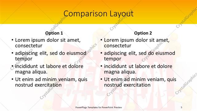 Comparison presentation slide layout