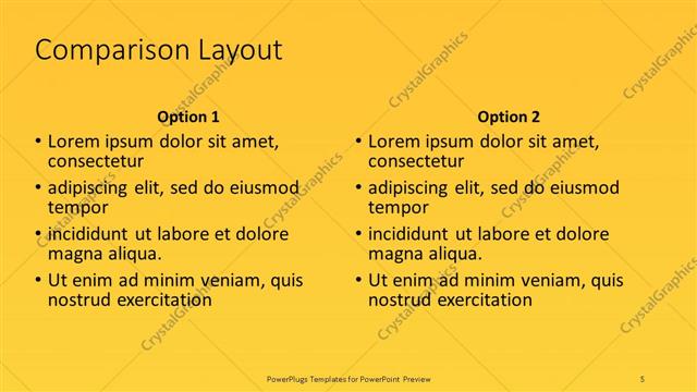 Comparison presentation slide layout