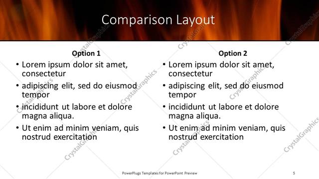 Comparison presentation slide layout