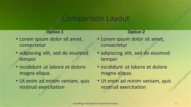 Comparison presentation slide layout