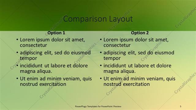 Comparison presentation slide layout