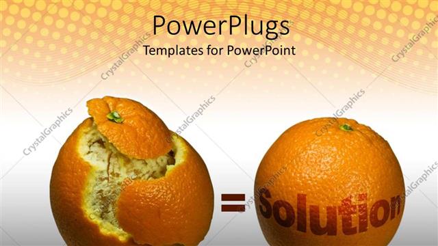  Presentation with marketing - Orange half peeled with a whole orange and a Solution text