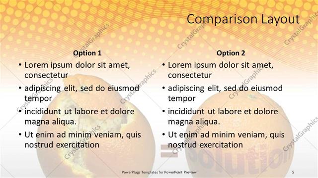 Comparison presentation slide layout
