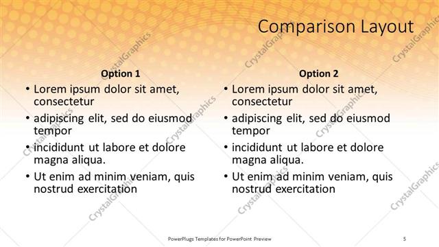 Comparison presentation slide layout