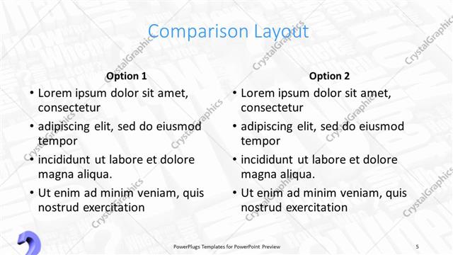 Comparison presentation slide layout