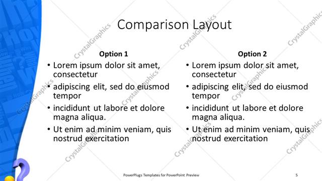 Comparison presentation slide layout