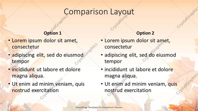 Comparison presentation slide layout