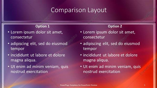 Comparison presentation slide layout