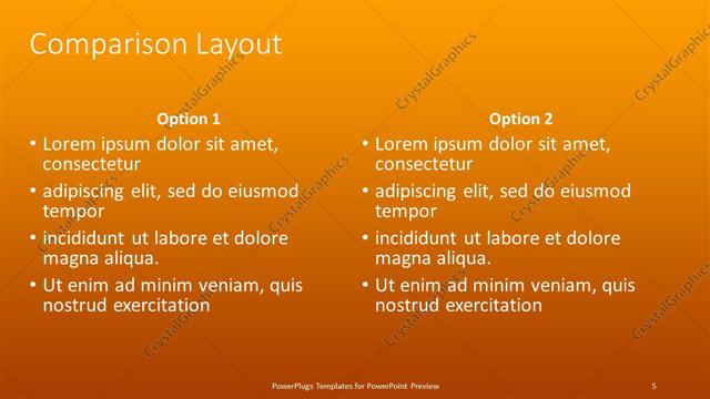 Comparison presentation slide layout