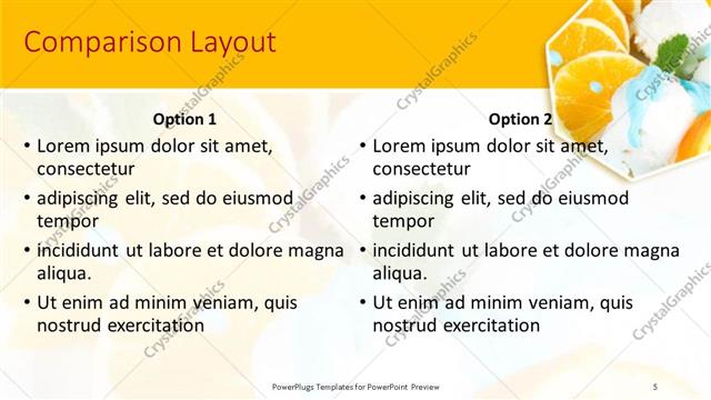 Comparison presentation slide layout
