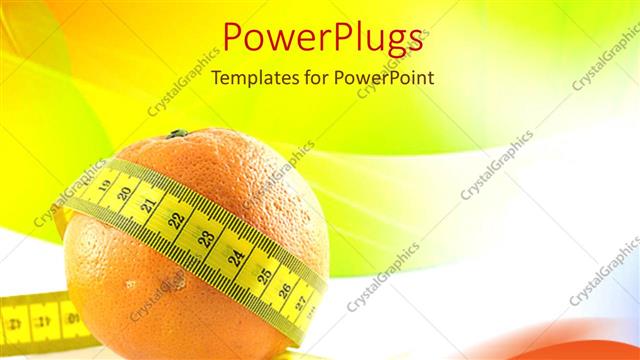  Presentation with measuring - Orange tied round with a measuring tape on a white background