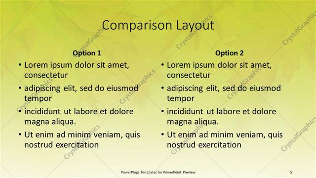 Comparison presentation slide layout