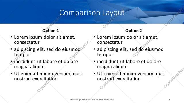 Comparison presentation slide layout