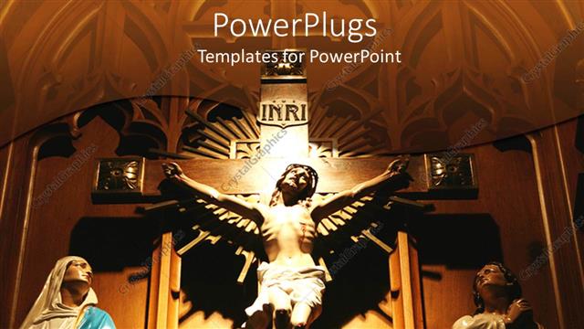  Presentation with christ - Ornate carving of Jesus on cross between two onlookers