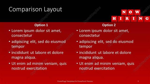 Comparison presentation slide layout