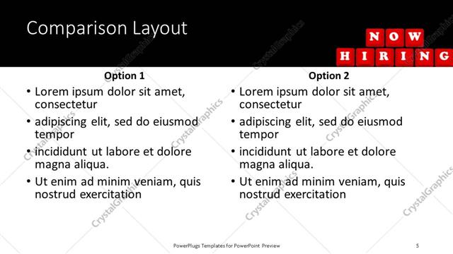 Comparison presentation slide layout