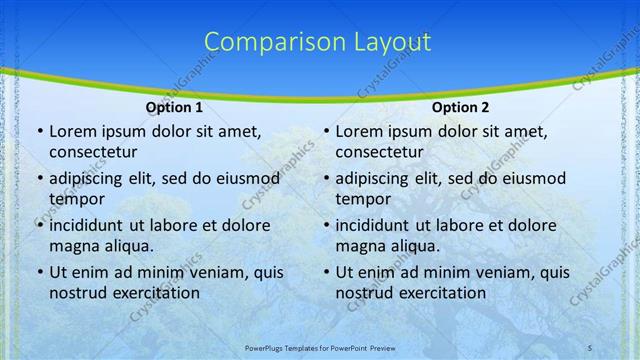 Comparison presentation slide layout