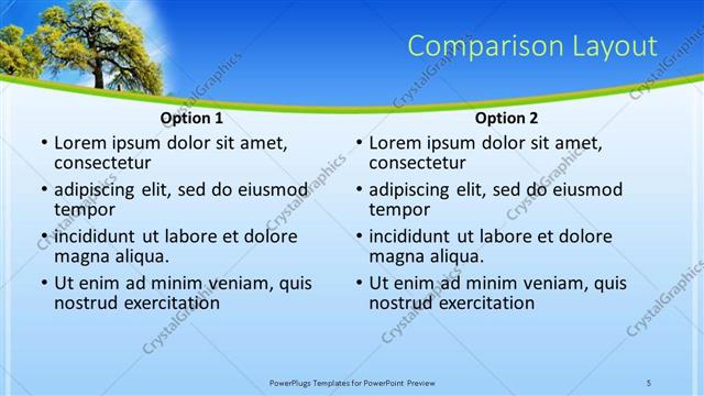 Comparison presentation slide layout