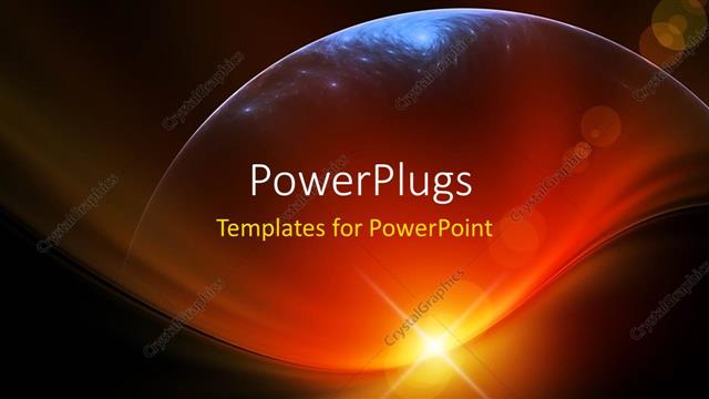  Presentation with tech - Outline of a planet in front of a setting sun on a golden brown background