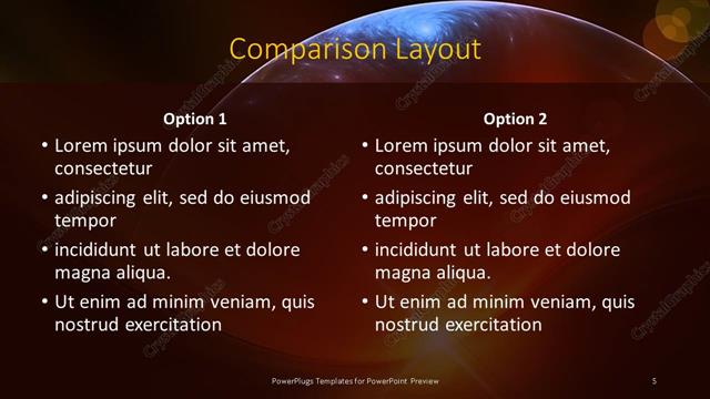 Comparison presentation slide layout