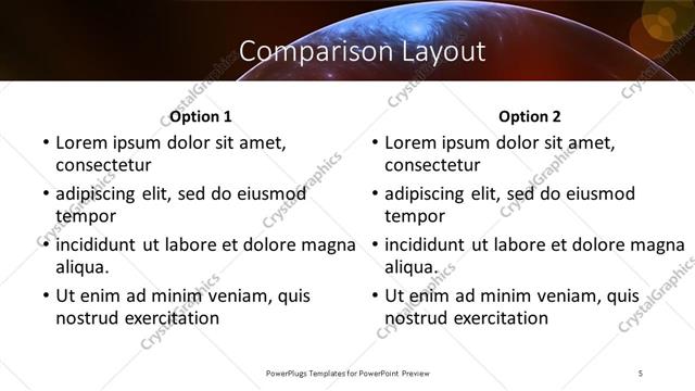 Comparison presentation slide layout