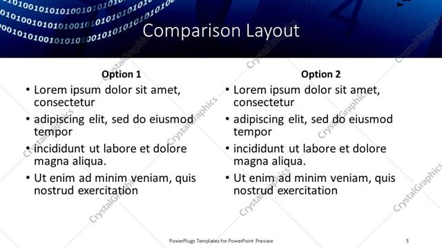 Comparison presentation slide layout