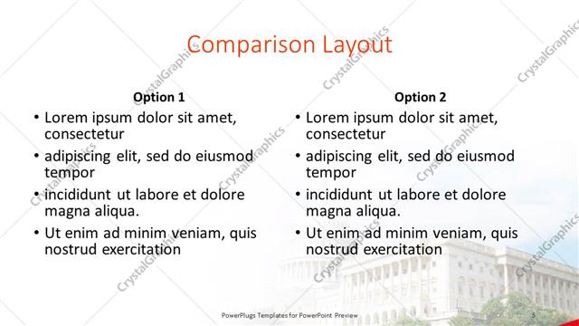 Comparison presentation slide layout