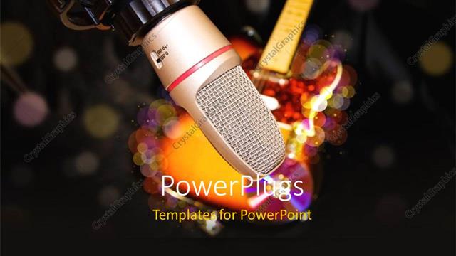  Presentation with recording - An over head studio microphone and a guitar with lights