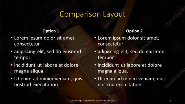 Comparison presentation slide layout