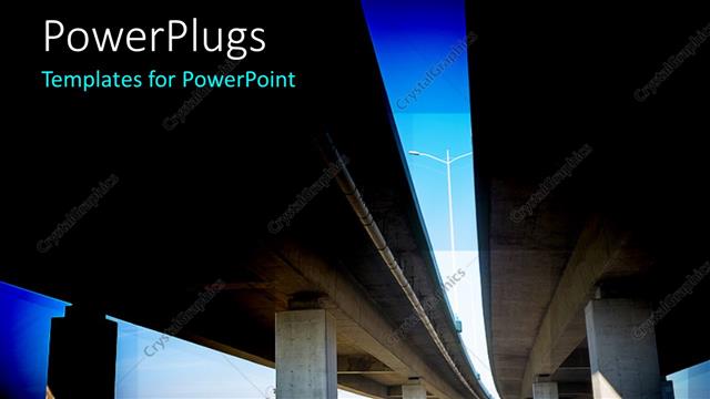  Presentation with urban - An overhead bridge on the road with in the background