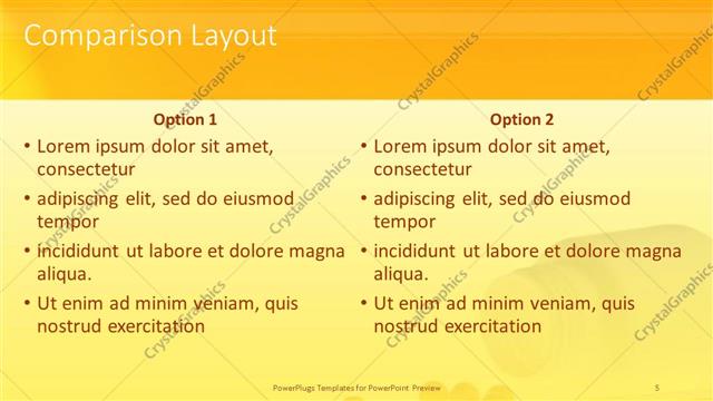 Comparison presentation slide layout