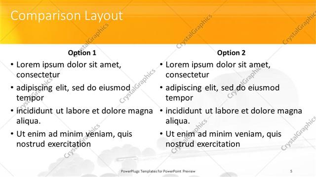 Comparison presentation slide layout